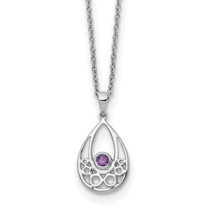 White Ice Sterling Silver Rhodium-plated 18 inch Amethyst Necklace with 2 inch Extender