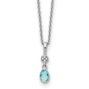 White Ice Sterling Silver Rhodium-plated 18 inch Diamond and Blue Topaz  Necklace with 2 inch Extender