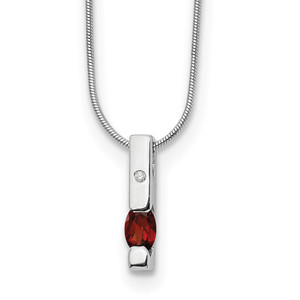 White Ice Sterling Silver Rhodium-plated 18 inch Diamond and Garnet Necklace with 2 inch Extender