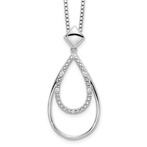 White Ice Sterling Silver Rhodium-plated 18 Inch Diamond Fancy Teardrop Necklace with 2 Inch Extender - QW-AE490A09-3486