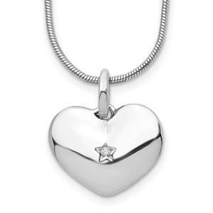 White Ice Sterling Silver Rhodium-plated 18 Inch Diamond Heart Necklace with 2 Inch Extender - QW-9490077E-2567