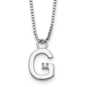 White Ice Sterling Silver Rhodium-plated 18 inch Diamond Letter G Initial Necklace plus 2 inch Extender