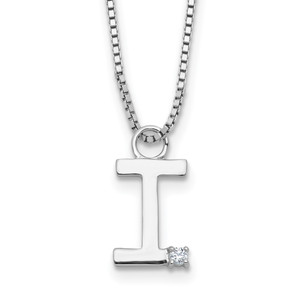White Ice Sterling Silver Rhodium-plated 18 inch Diamond Letter I Initial Necklace plus 2 inch Extender