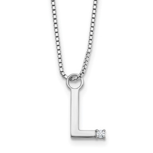 White Ice Sterling Silver Rhodium-plated 18 inch Diamond Letter L Initial Necklace plus 2 inch Extender