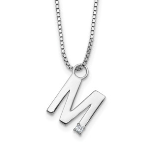 White Ice Sterling Silver Rhodium-plated 18 inch Diamond Letter M Initial Necklace plus 2 inch Extender