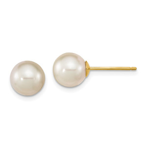 14k 8-9mm White Round South Sea Saltwater Cultured Pearl Post Earrings