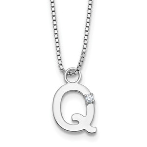 White Ice Sterling Silver Rhodium-plated 18 inch Diamond Letter Q Initial Necklace plus 2 inch Extender