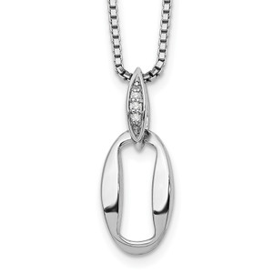 White Ice Sterling Silver Rhodium-plated 18 Inch Diamond Necklace with 2 Inch Extender - QW-55F45CF4-4747