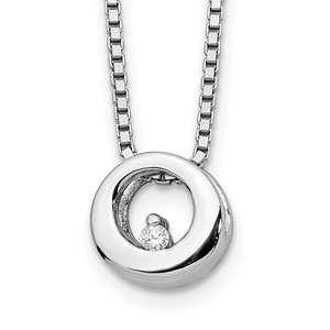 White Ice Sterling Silver Rhodium-plated 18 Inch Diamond Open Circle Necklace with 2 Inch Extender - QW-944D70A9-2525