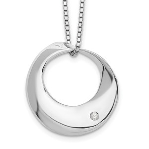 White Ice Sterling Silver Rhodium-plated 18 Inch Diamond Open Circle Necklace with 2 Inch Extender - QW-E671FB47-6436