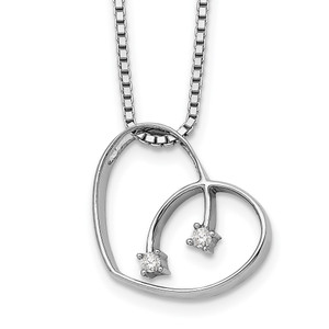 White Ice Sterling Silver Rhodium-plated 18 Inch Diamond Open Heart Necklace with 2 Inch Extender - QW-204FFDA3-4388