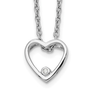 White Ice Sterling Silver Rhodium-plated 18 Inch Diamond Open Heart Necklace with 2 Inch Extender - QW-519E0892-1113