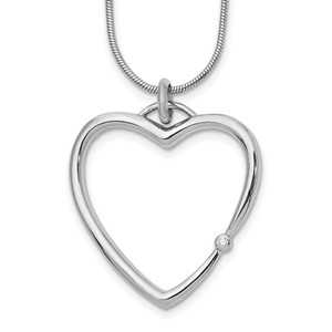 White Ice Sterling Silver Rhodium-plated 18 Inch Diamond Open Heart Necklace with 2 Inch Extender - QW-7858A538-6531