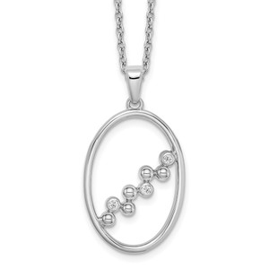 White Ice Sterling Silver Rhodium-plated 18 Inch Diamond Open Oval Necklace with 2 Inch Extender - QW-80E4F186-2584