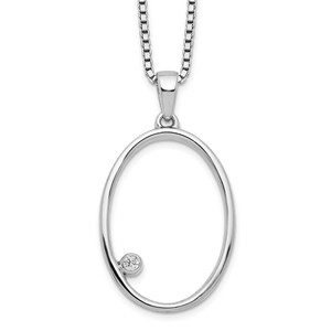 White Ice Sterling Silver Rhodium-plated 18 Inch Diamond Open Oval Necklace with 2 Inch Extender - QW-CBC99221-5109
