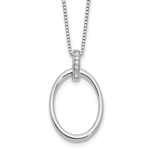 White Ice Sterling Silver Rhodium-plated 18 inch Diamond Oval Necklace plus 2 in Extender