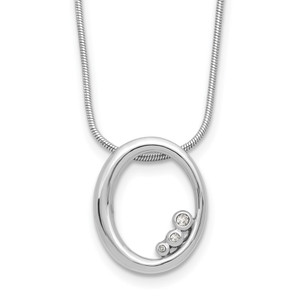 White Ice Sterling Silver Rhodium-plated 18 inch Diamond Oval Necklace plus 2 inch Extender