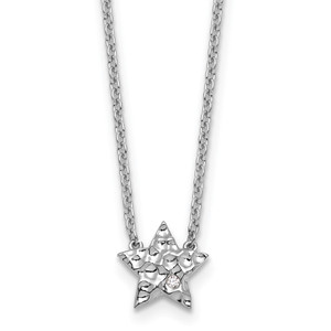 White Ice Sterling Silver Rhodium-plated 18 inch Diamond Star Necklace plus 2 inch Extender