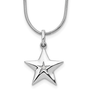 White Ice Sterling Silver Rhodium-plated 18 Inch Diamond Star Necklace with 2 Inch Extender - QW-CED2D4A3-9849