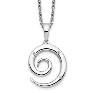 White Ice Sterling Silver Rhodium-plated 18 Inch Diamond Swirl Necklace with 2 Inch Extender - QW-7BD57058-4466