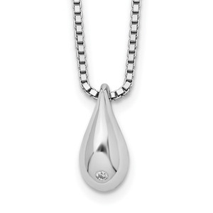 White Ice Sterling Silver Rhodium-plated 18 Inch Diamond Teardrop Necklace with 2 Inch Extender - QW-47651486-8839