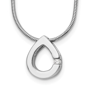 White Ice Sterling Silver Rhodium-plated 18 Inch Diamond Teardrop Necklace with 2 Inch Extender - QW-777B746B-2073