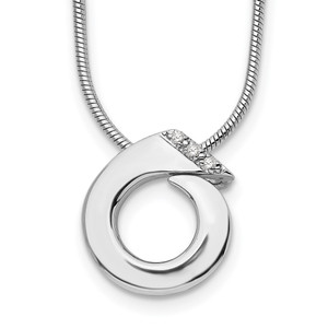White Ice Sterling Silver Rhodium-plated 18 Inch Open Circle Diamond Necklace with 2 Inch Extender - QW-9F35EF03-6035