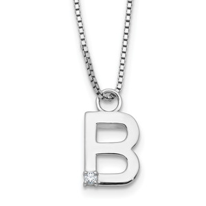 White Ice Sterling Silver Rhodium-plated 18inch Diamond Letter B Initial Necklace plus 2 inch Extender