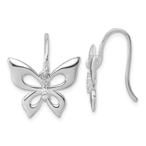 White Ice Sterling Silver Rhodium-plated Diamond Butterfly Dangle Earrings