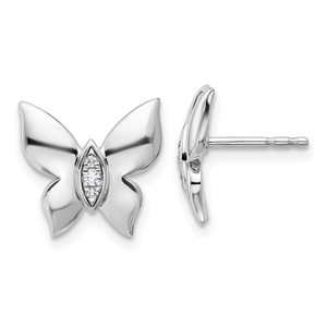 White Ice Sterling Silver Rhodium-plated Diamond Butterfly Post Earrings - QW-85C73E08-6018