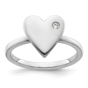 White Ice Sterling Silver Rhodium-plated Diamond Heart Ring - QW-CBBBE7E7-8111