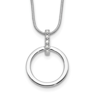 White Ice Sterling Silver Rhodium-plated Diamond Open Circle 18inch Necklace plus 2 inch Extender