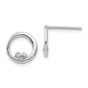 White Ice Sterling Silver Rhodium-plated Diamond Open Circle Post Earrings - QW-09691A0F-9989