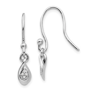 White Ice Sterling Silver Rhodium-plated Diamond Shepherd Hook Dangle Earrings - QW-54BE3904-4547