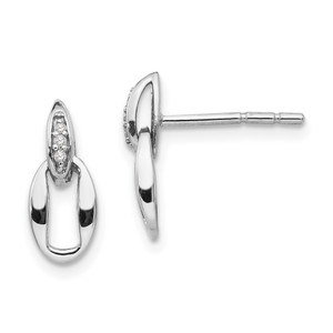 White Ice Sterling Silver Rhodium-plated Open Oval Diamond Post Dangle Earrings - QW-26B94FA3-5026