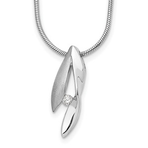 White Ice Sterling Silver Rhodium-plated Satin and Polished 18 Inch Diamond Necklace with 2 Inch Extender - QW-F478F501-5793