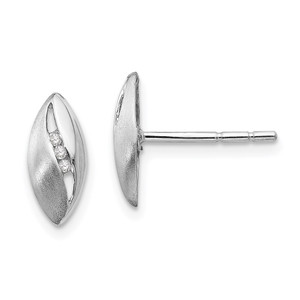 White Ice Sterling Silver Rhodium-plated Satin and Polished Diamond Post Earrings - QW-42DC83BF-3391
