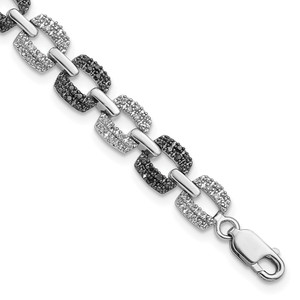 White Night Sterling Silver Rhodium-plated Black and White Diamond 7.5 Inch Bracelet - QD-2D5F32F4-4705