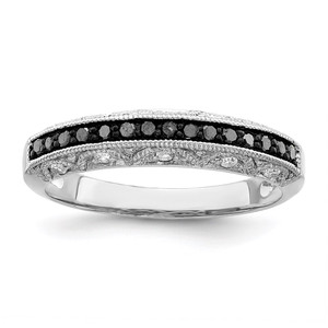 White Night Sterling Silver Rhodium-plated Black and White Diamond Band - QR-0B56C0C0-2487