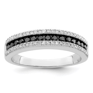 White Night Sterling Silver Rhodium-plated Black and White Diamond Band - QR-7F1EB832-8460