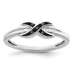 White Night Sterling Silver Rhodium-plated Black and White Diamond Ring - QR-99B2B8B2-3704