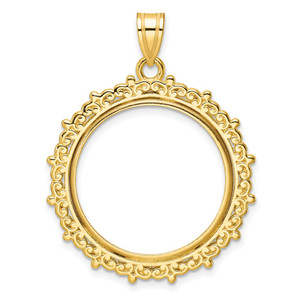 Wideband Distinguished Coin Jewelry 14k Polished Fancy 22.0mm Prong Coin Bezel Pendant - C8-78F879AE-4083