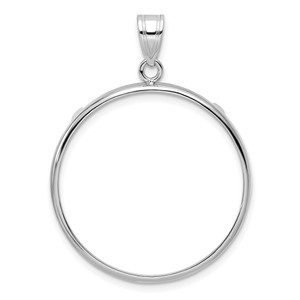 Wideband Distinguished Coin Jewelry 14k White Gold Polished 27.0mm Prong Coin Bezel Pendant