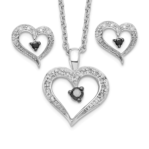 Rhodium-Plated Diamond Heart Set Rhodium-Plated Diamond Heart Set