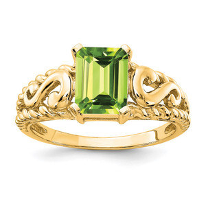 14k 8x6mm Emerald Cut Peridot ring
