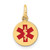 14k 9.5mm Round Red Enameled Medical Jewelry Pendant