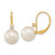 14k 9-9.5mm White Round Freshwater Cultured Pearl and .10 Carat Diamond Leverback Earrings