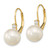 14k 9-9.5mm White Round Freshwater Cultured Pearl and .10 Carat Diamond Leverback Earrings