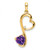 14k Amethyst and Diamond Heart Pendant - PM-34E1A424-2742