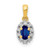 14k and Rhodium Diamond and .32 Sapphire Oval Halo Pendant